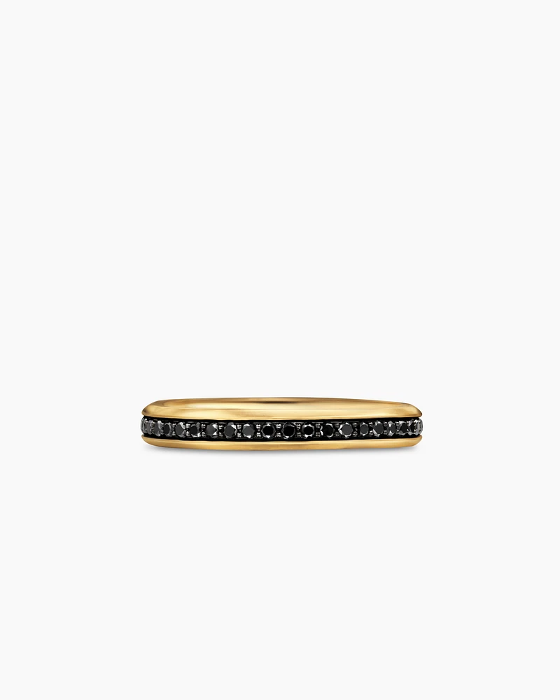 Beveled Band Ring 18K Yellow Gold with Black Diamonds, 3.5mm