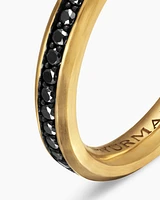 Beveled Band Ring 18K Yellow Gold with Black Diamonds, 3.5mm