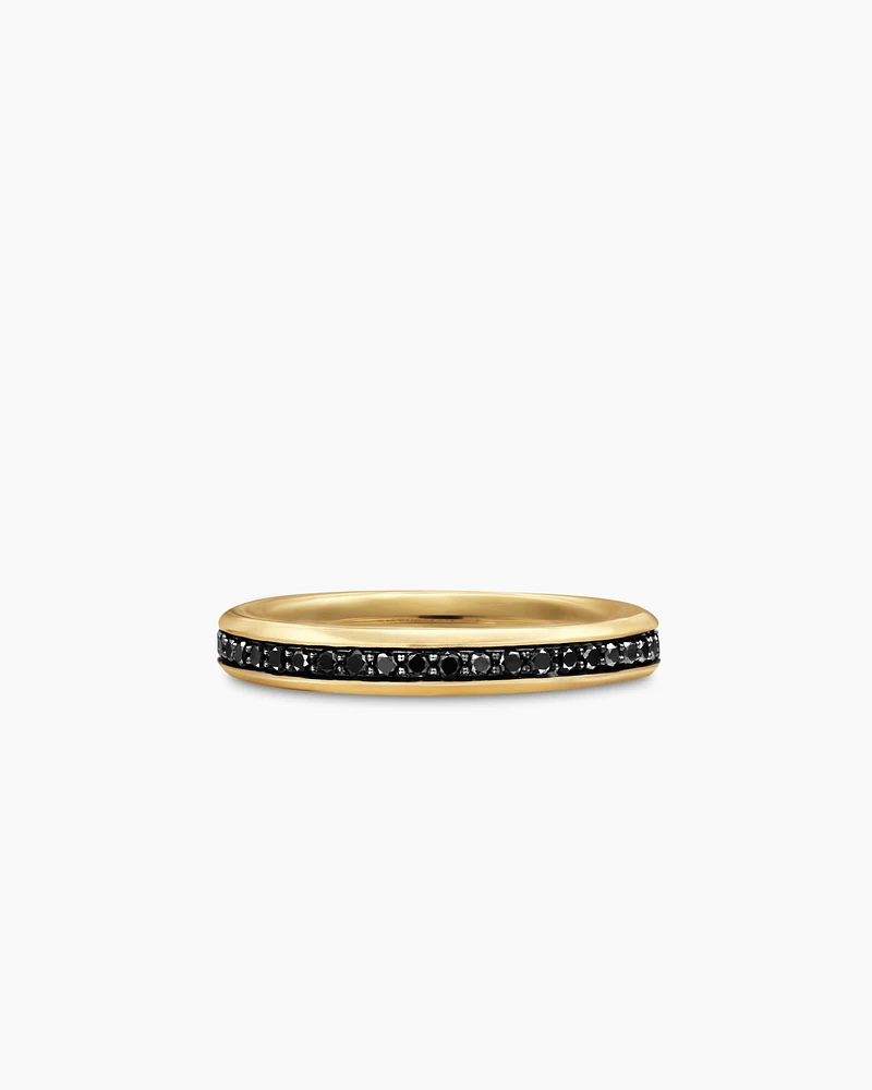 Beveled Band Ring 18K Yellow Gold with Black Diamonds, 3.5mm