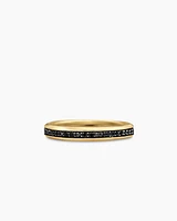 Beveled Band Ring 18K Yellow Gold with Black Diamonds, 3.5mm