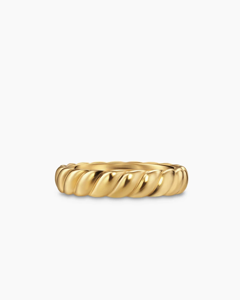 Sculpted Cable Band Ring 18K Yellow Gold, 5mm