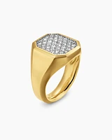 Streamline® Signet Ring in 18K Yellow Gold with Diamonds, 18mm