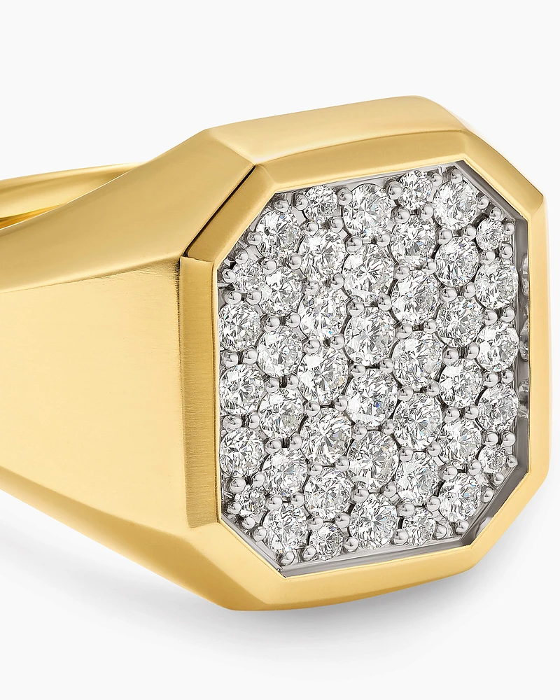 Streamline® Signet Ring in 18K Yellow Gold with Diamonds, 18mm