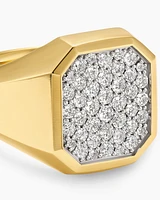 Streamline® Signet Ring in 18K Yellow Gold with Diamonds, 18mm