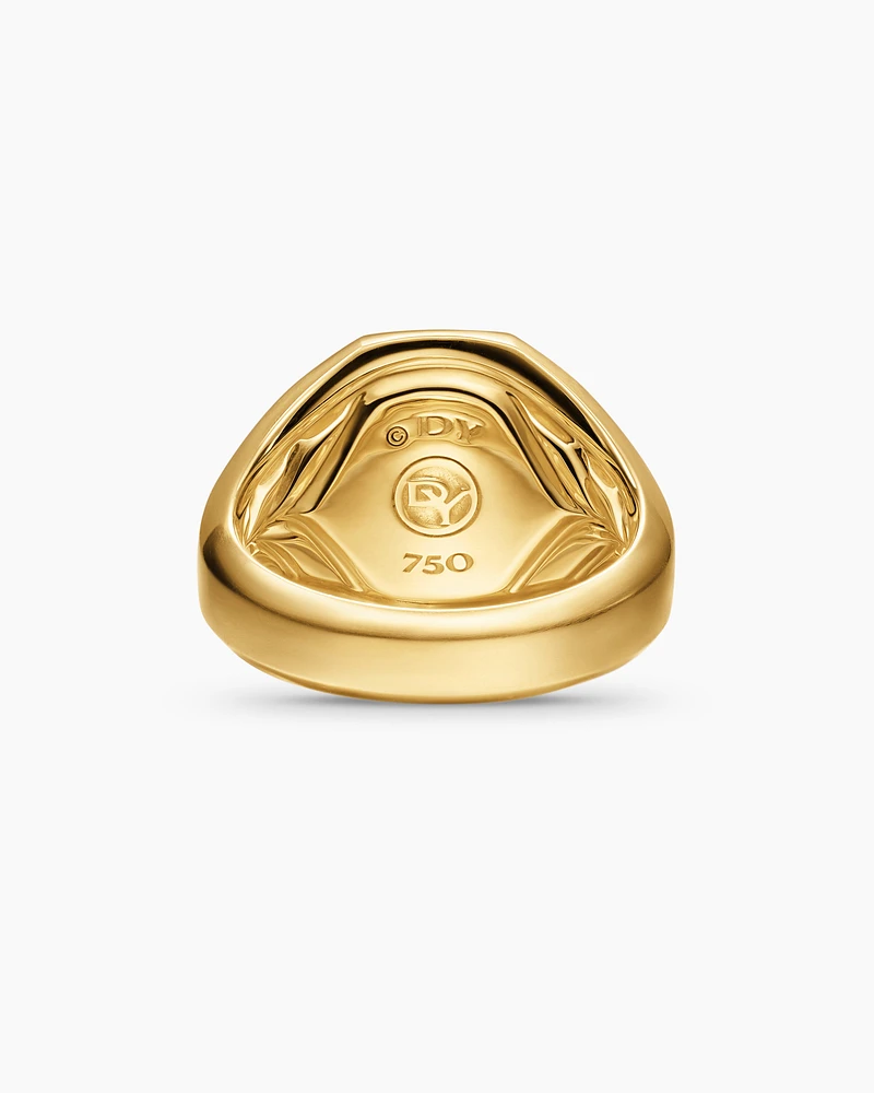 Streamline® Signet Ring in 18K Yellow Gold with Diamonds, 18mm