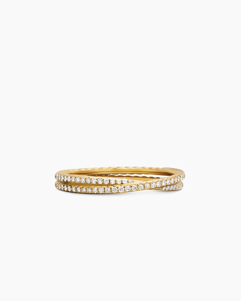 DY Crossover® Micro Pavé Band Ring 18K Yellow Gold with Diamonds, 3.14mm