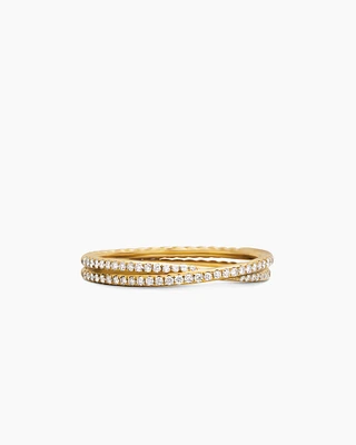 DY Crossover® Micro Pavé Band Ring 18K Yellow Gold with Diamonds, 3.14mm