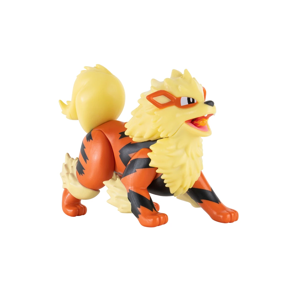 Jazwares Pokemon Arcanine 4.5-in Battle Feature Figure with Fire Missile Attack