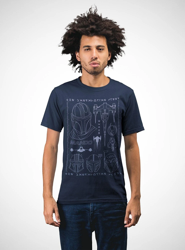 Geeknet Star Wars: The Mandalorian Season 3 The Mandalorian Grid T-shirt GameStop Exclusive