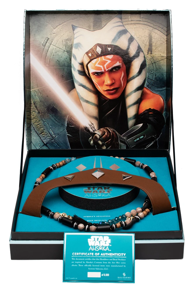 Star Wars Ahsoka Faux Leather Crown with Elastic Strap and Replica Bead Chain Necklace Set (GameStop Exclusive)