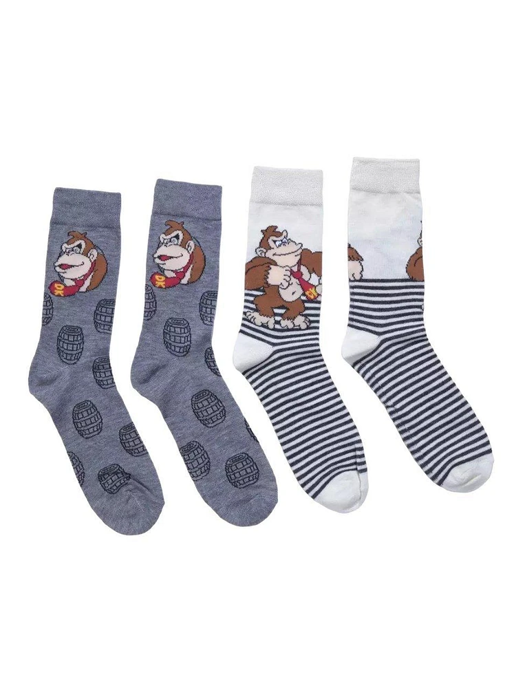 Donkey Kong Stripe Crew Socks 2-Pack