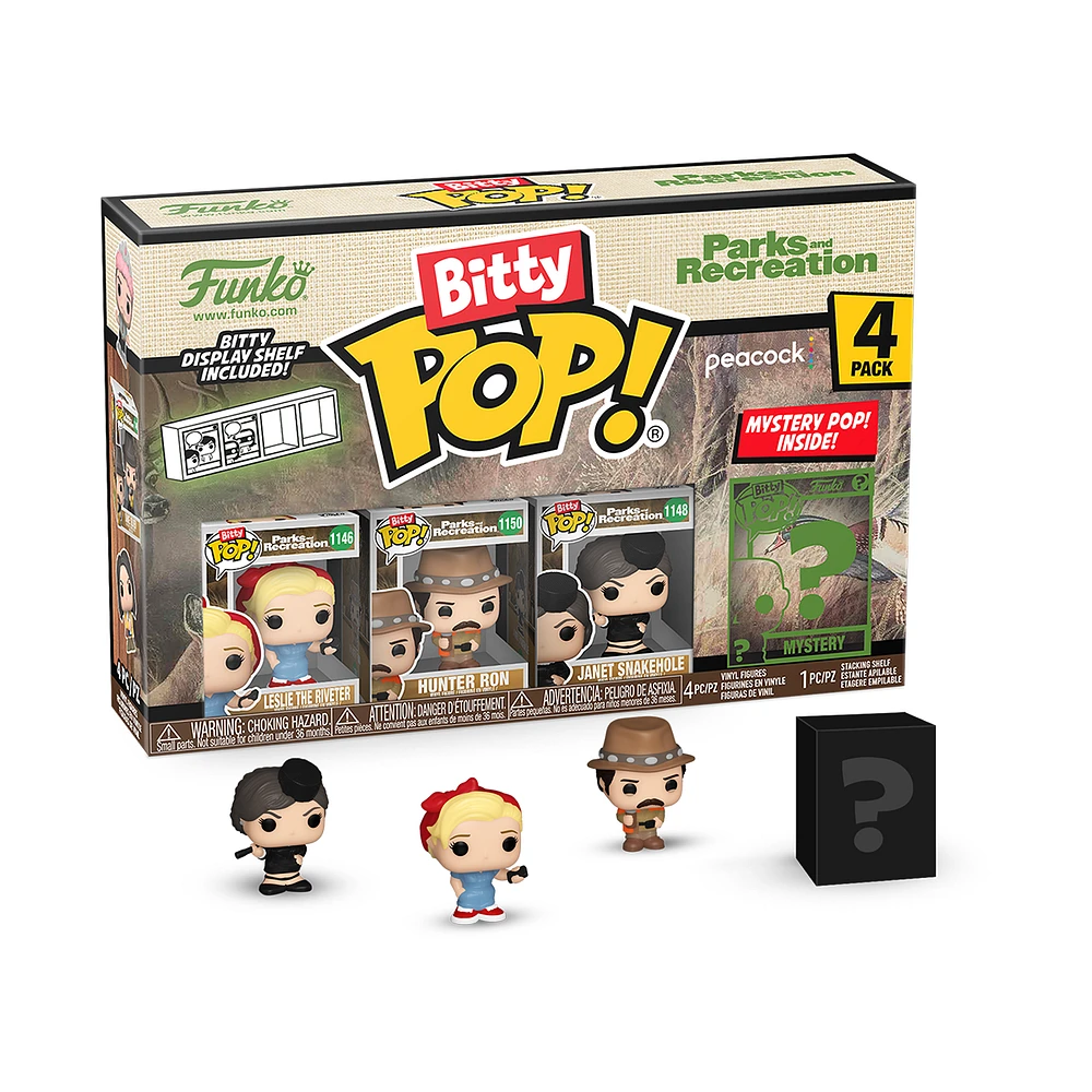 Funko Bitty POP! Parks and Recreation Vinyl Figure Set 4-Pack (Leslie the Riveter, Hunter Ron, Janet Snakehole