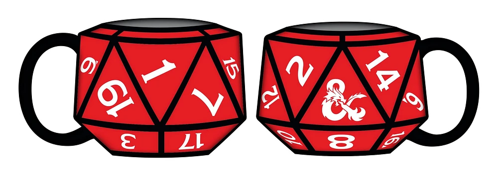 Dungeons and Dragons D20 Die 20 oz Ceramic 3D Sculpted Mug