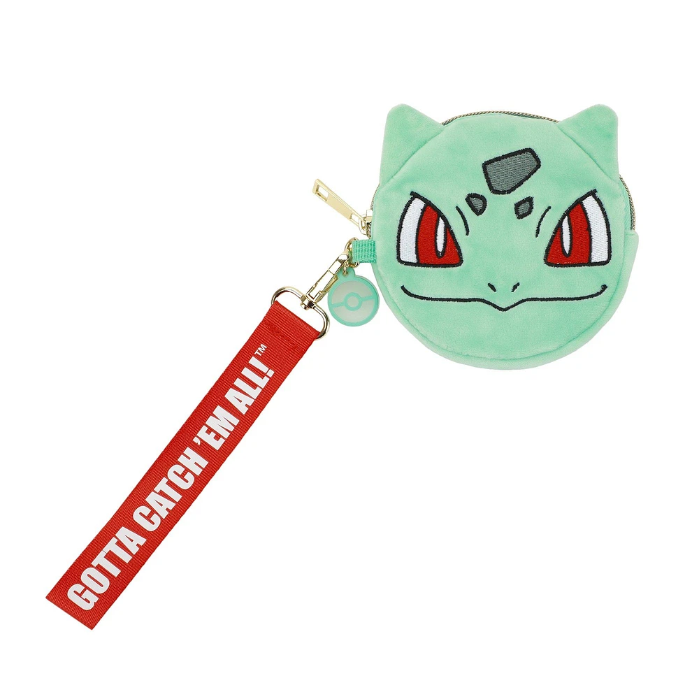 Pokemon Bulbasaur Big Face Plush Coin Pouch with Detachable Strap and Pokeball Charm