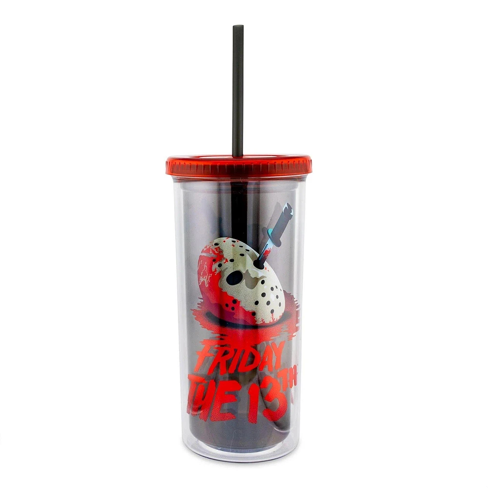 Friday the 13th Knife 20oz Plastic Cold Cup with Lid and Straw