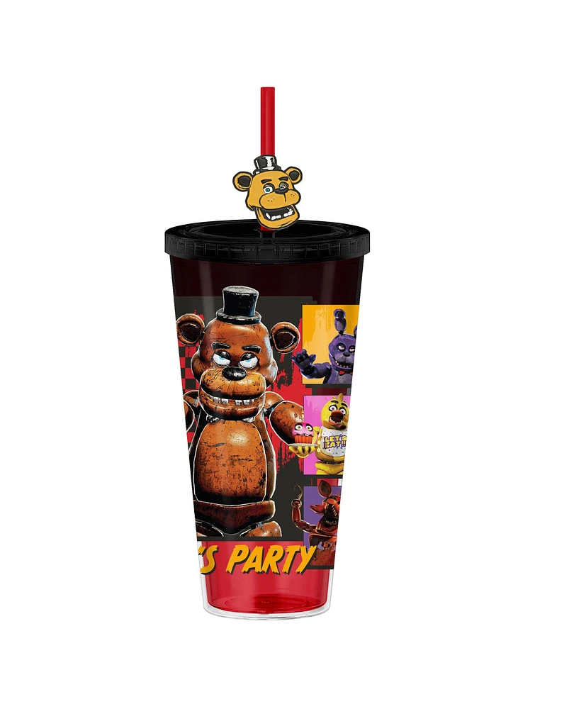 Five Nights At Freddy's Special Delivery Let's Party Grid 24oz Plastic Cold Cup with Lid and Topper Straw