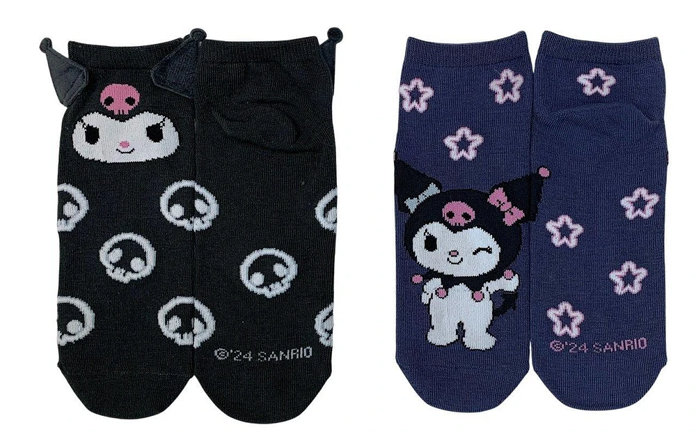 Sanrio Kuromi Womens Ankle Socks with 3D Ears 2-Pack GameStop Exclusive