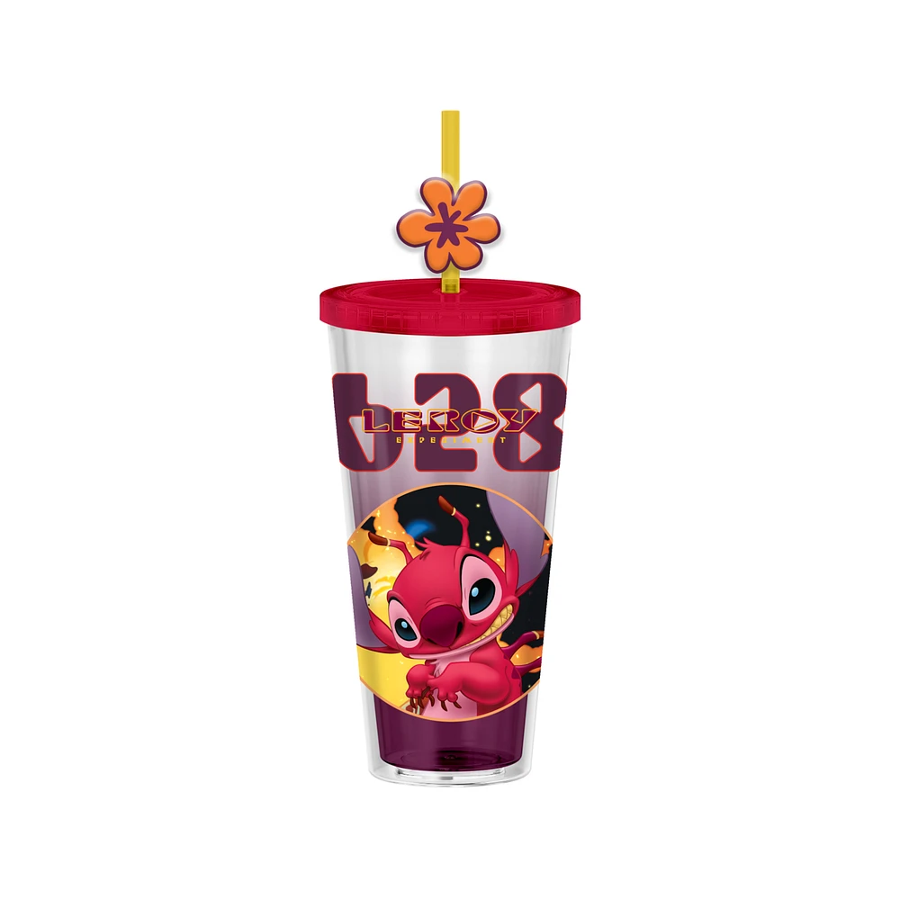 Lilo and Stitch Leroy 24oz Plastic Cold Cup with Lid and Straw