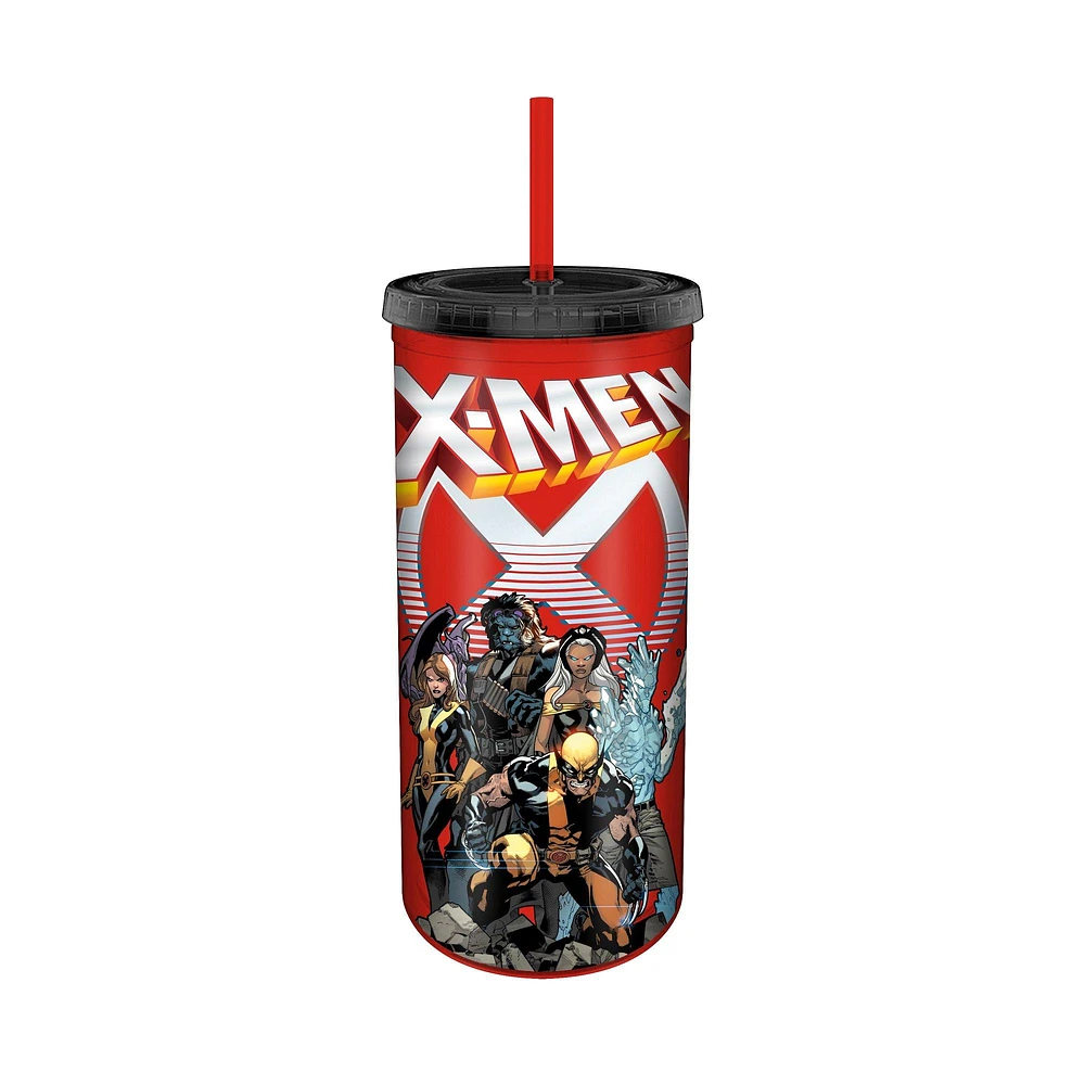 X-Men Future Crew Posed on Rocks 20oz Plastic Cold Cup with Lid and Straw