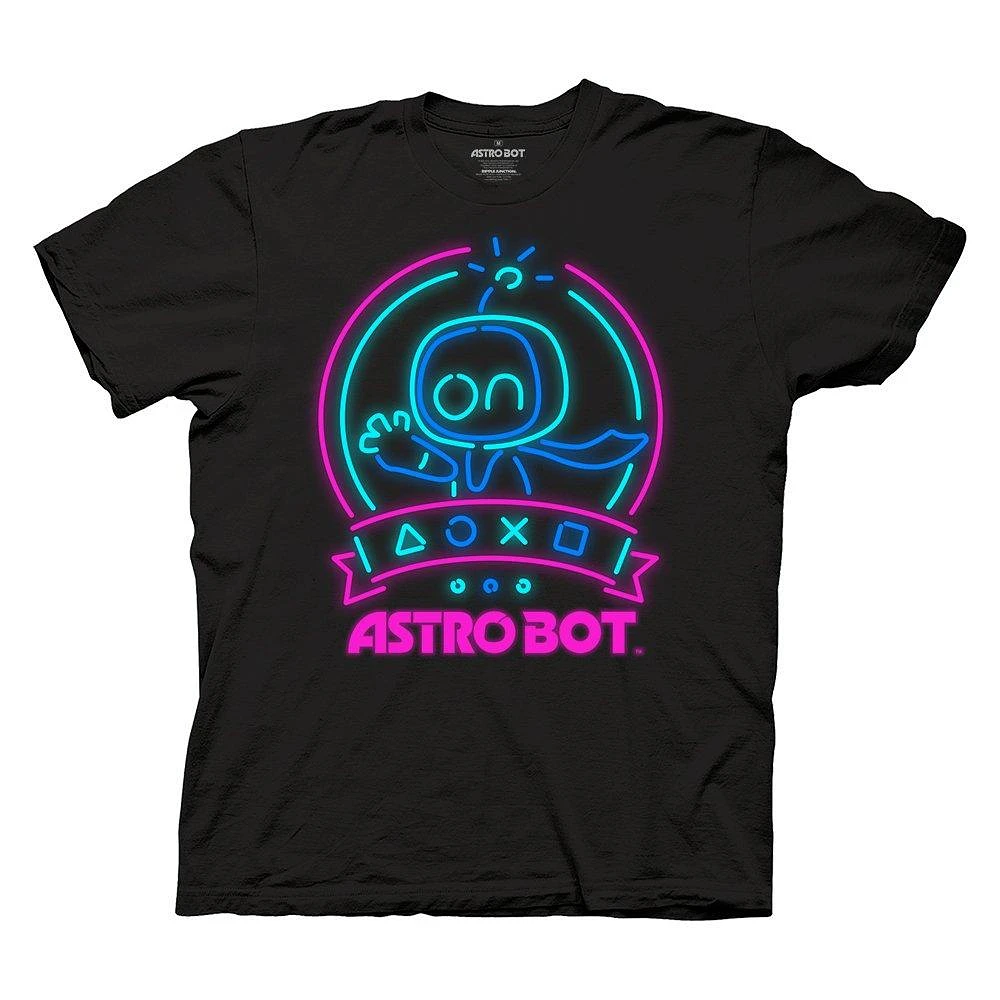 Astro Bot Neon Waving Unisex Black Short Sleeve T-Shirt