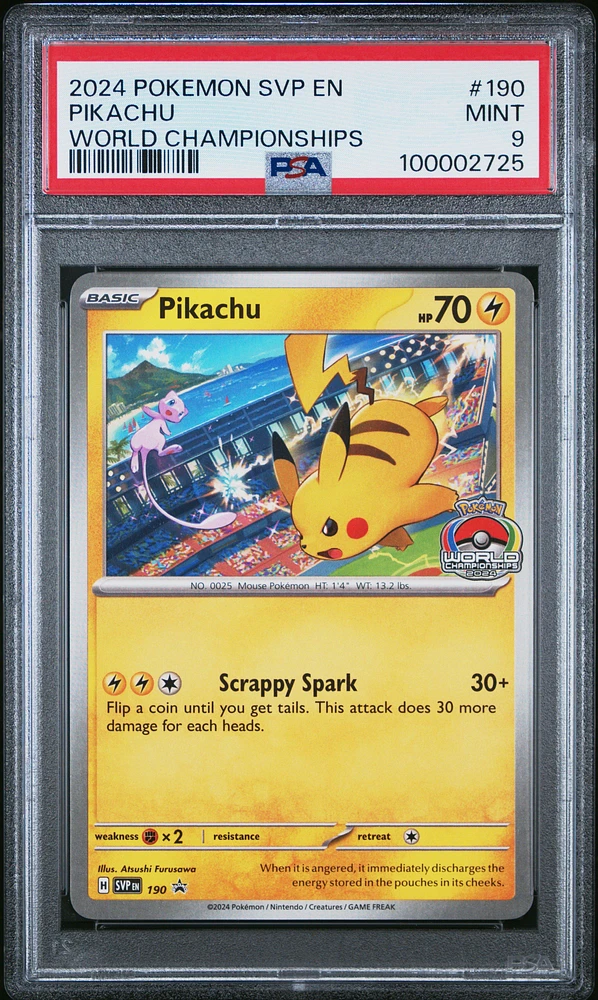 2024 Pokemon Svp En-sv Black Star Promo 190 Pikachu World Championships PSA