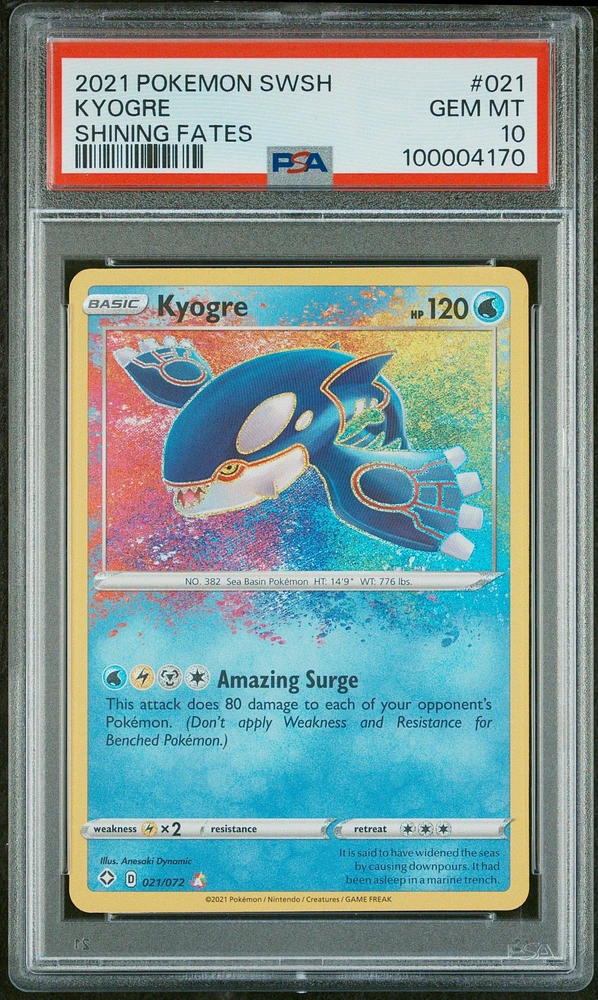 2021 Pokemon Sword & Shield Shining Fates 021 Kyogre PSA