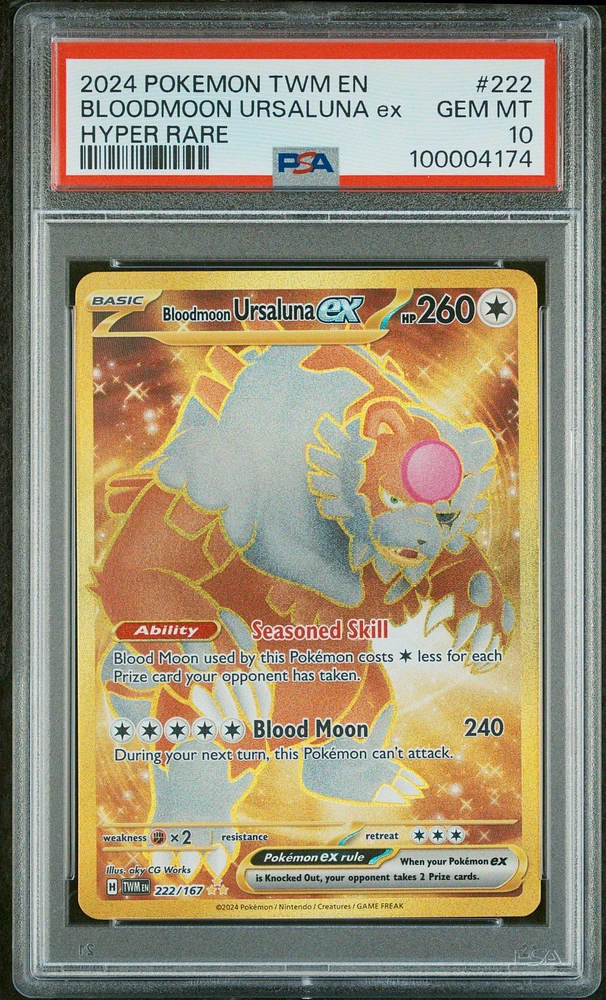 2024 Pokemon Twm En-twilight Masquerade 222 Bloodmoon Ursaluna Ex Hyper Rare PSA