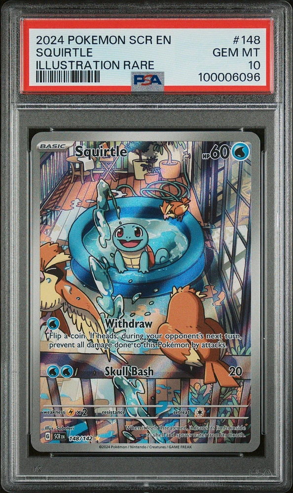 2024 Pokemon Scr En-stellar Crown 148 Squirtle Illustration Rare PSA