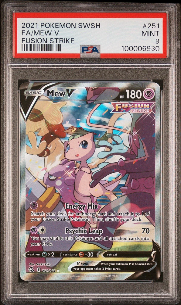2021 Pokemon Sword & Shield Fusion Strike Full Art/mew V PSA