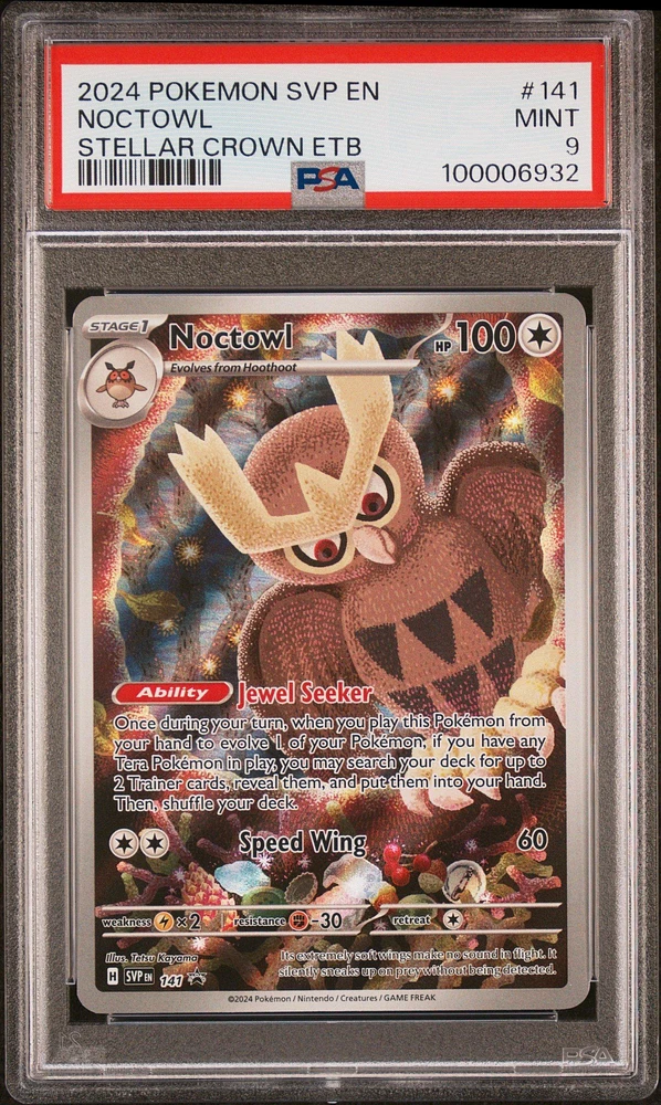 2024 Pokemon Svp En-sv Black Star Promo 141 Noctowl Stellar Crown Elite Trainer Box PSA