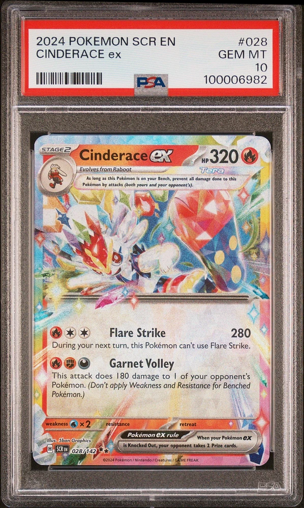 2024 Pokemon Scr En-stellar Crown 028 Cinderace Ex PSA