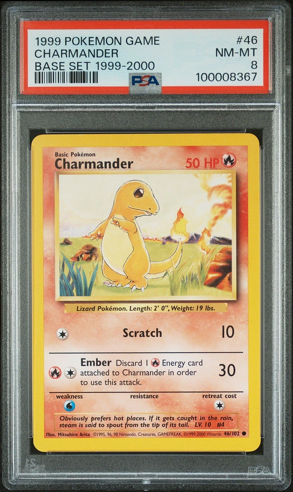 1999 Pokemon Game 46 Charmander Base Set 1999-2000 PSA