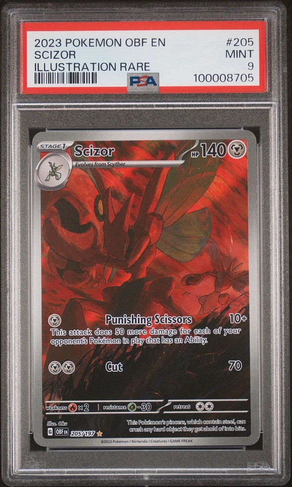 2023 Pokemon Obf En-obsidian Flames 205 Scizor Illustration Rare PSA