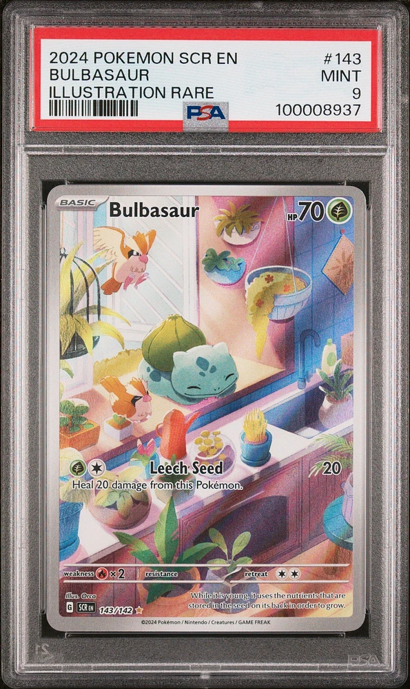 2024 Pokemon Scr En-stellar Crown 143 Bulbasaur Illustration Rare PSA