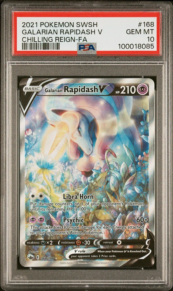 2021 Pokemon Sword & Shield Chilling Reign Full Art/galarian Rapidash V PSA
