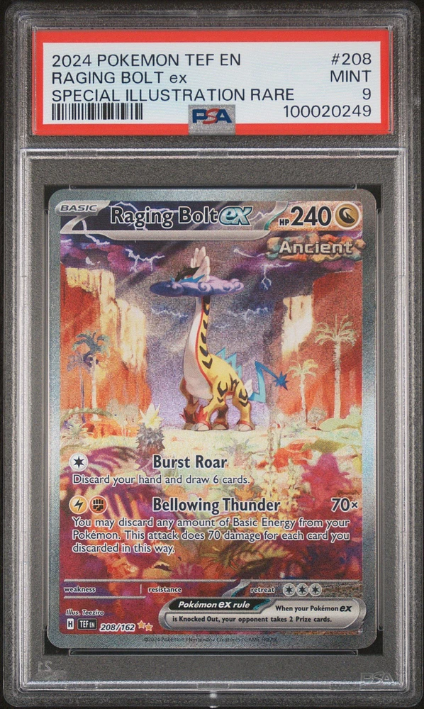 2024 Pokemon Tef En-temporal Forces 208 Raging Bolt Ex Special Illustration Rare PSA