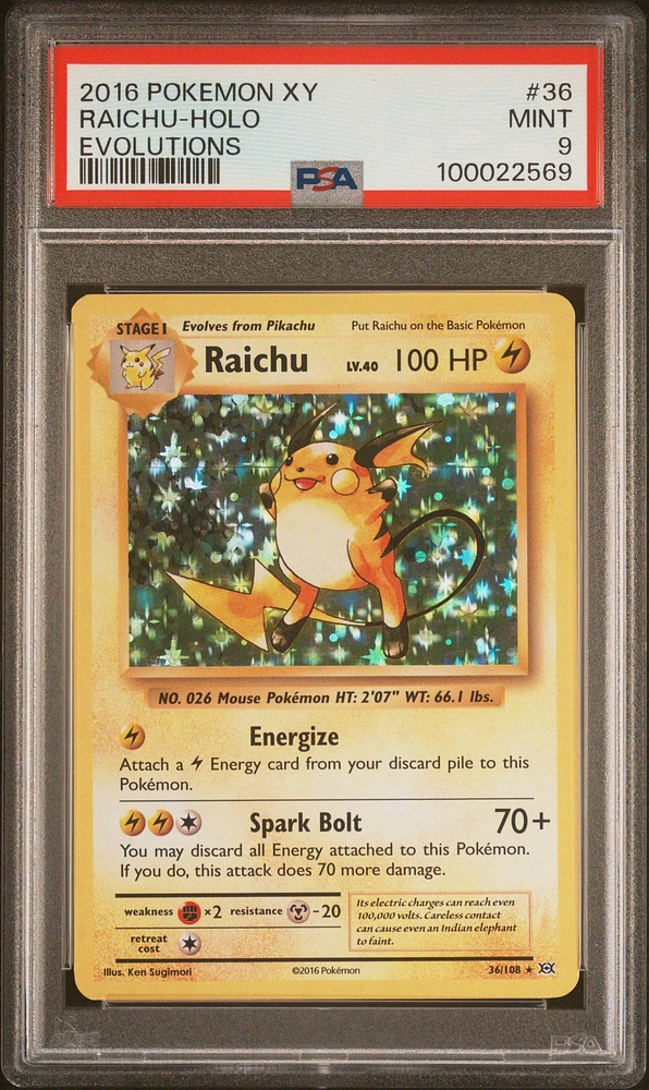 2016 Pokemon Xy Evolutions 36 Raichu-holo PSA