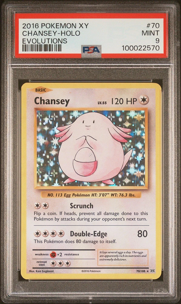 2016 Pokemon Xy Evolutions 70 Chansey-holo PSA
