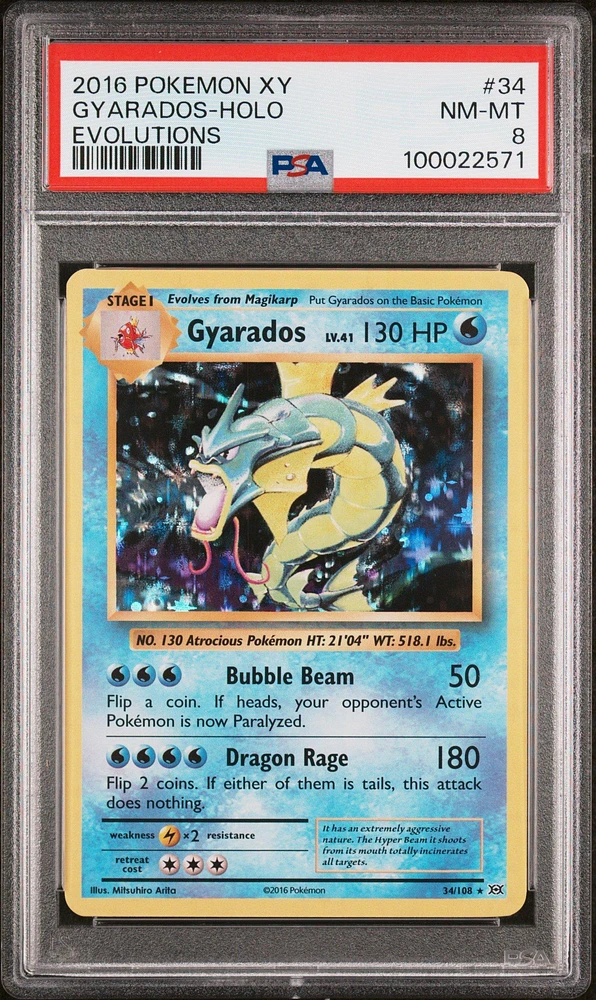 2016 Pokemon Xy Evolutions 34 Gyarados-holo PSA