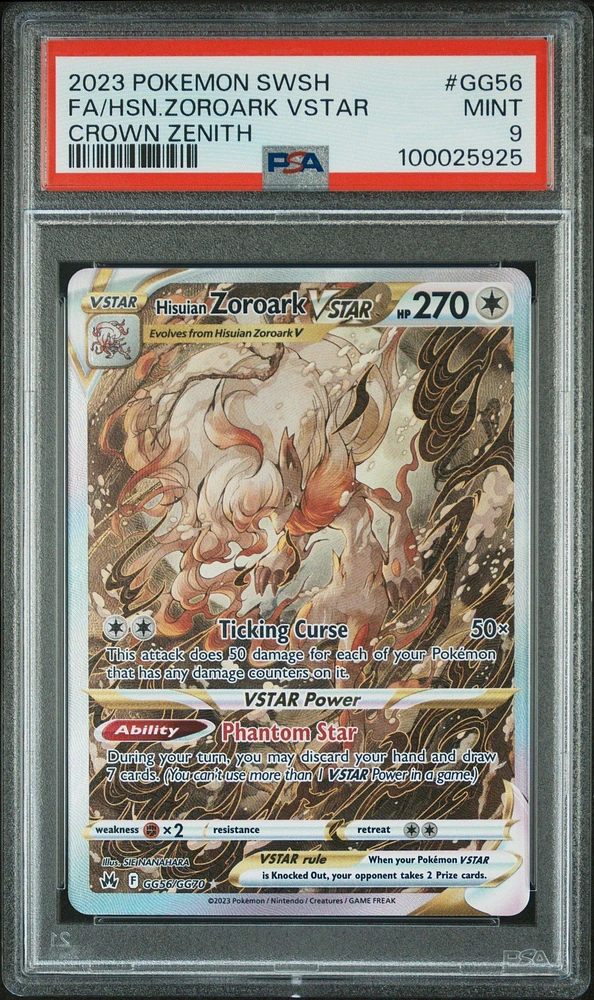 2023 Pokemon Sword And Shield Crown Zenith Gg56 Full Art/hisuian Zoroark Vstar PSA