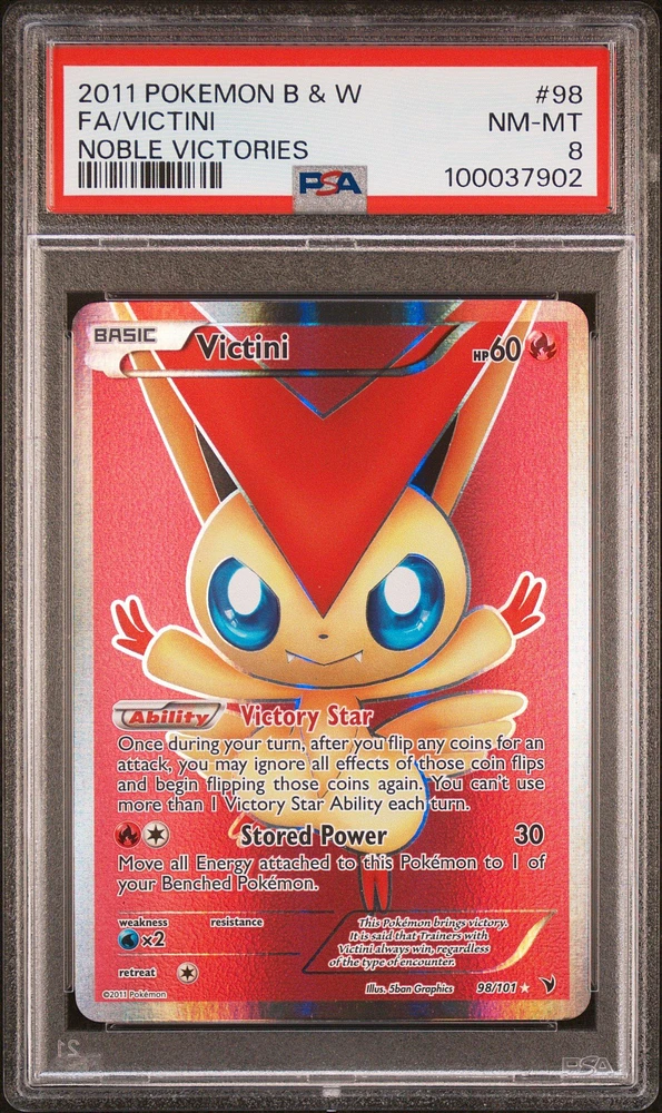 2011 Pokemon Black & White Noble Victories 98 Full Art/victini PSA 8