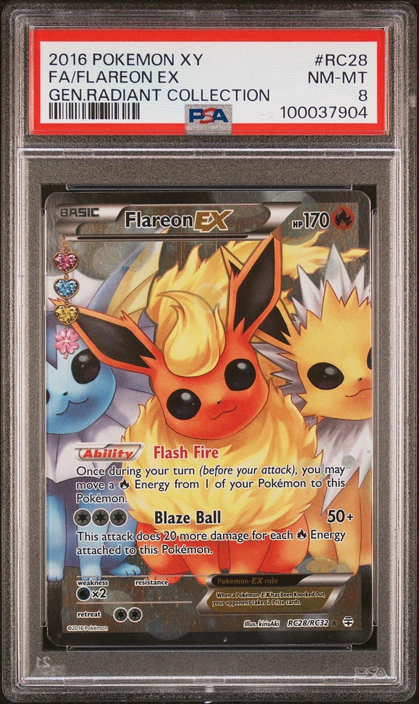 2016 Pokemon Xy Generations Radiant Collection Rc28 Full Art/flareon Ex PSA