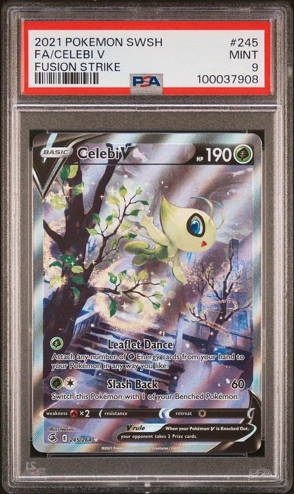 2021 Pokemon Sword & Shield Fusion Strike 245 Full Art/celebi V PSA