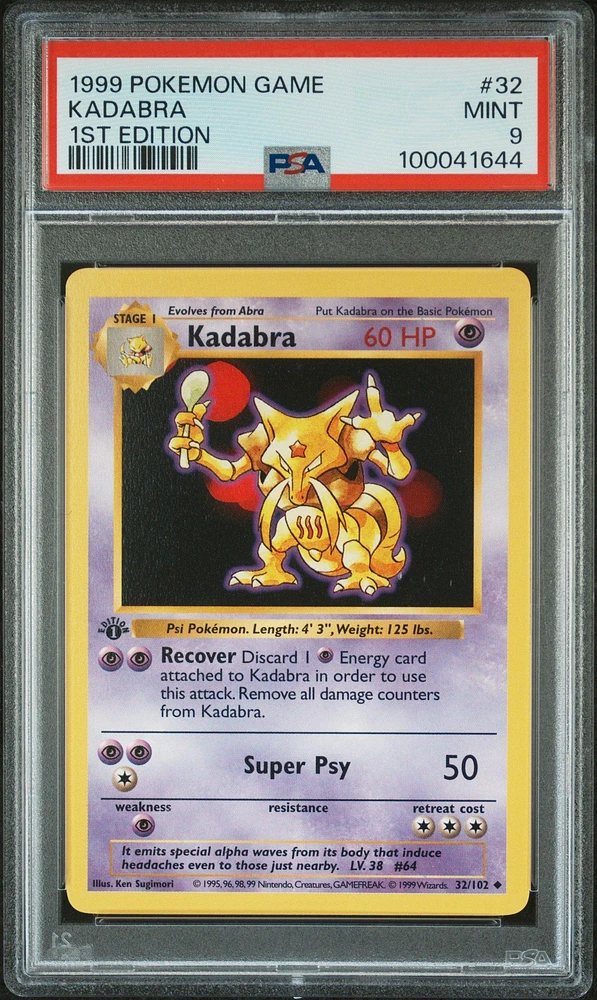 1999 Pokemon Game 32 Kadabra 1st Edition PSA