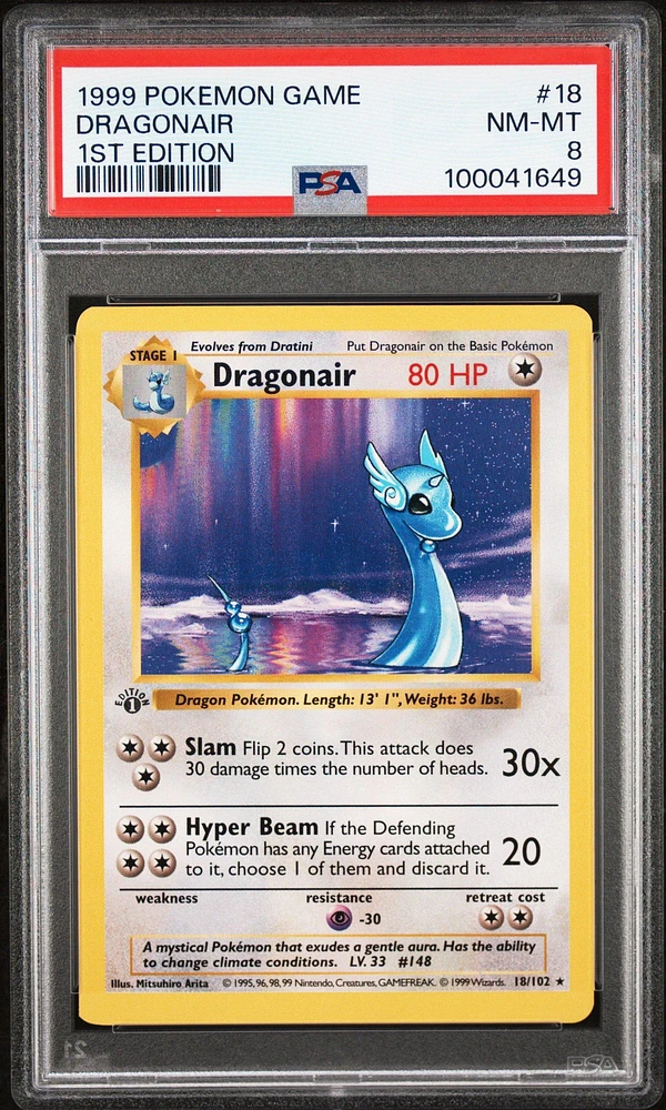 1999 Pokemon Game 18 Dragonair 1st Edition PSA