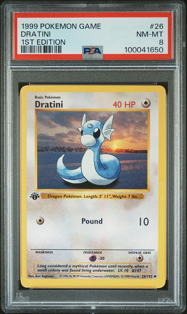 1999 Pokemon Game 26 Dratini 1st Edition PSA