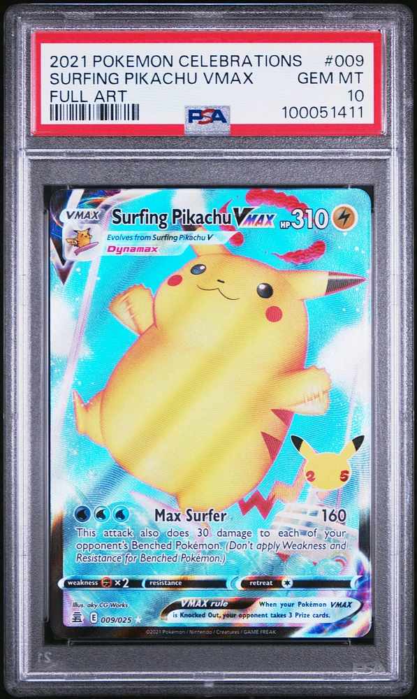 2021 Pokemon Celebrations 009 Full Art/surfing Pikachu Vmax PSA