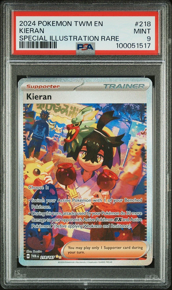 2024 Pokemon Twm En-twilight Masquerade 218 Kieran Special Illustration Rare PSA