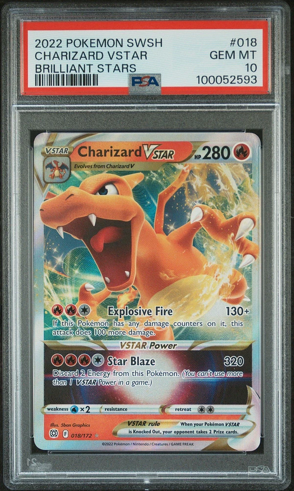 2022 Pokemon Sword & Shield Brilliant Stars 018 Charizard Vstar PSA