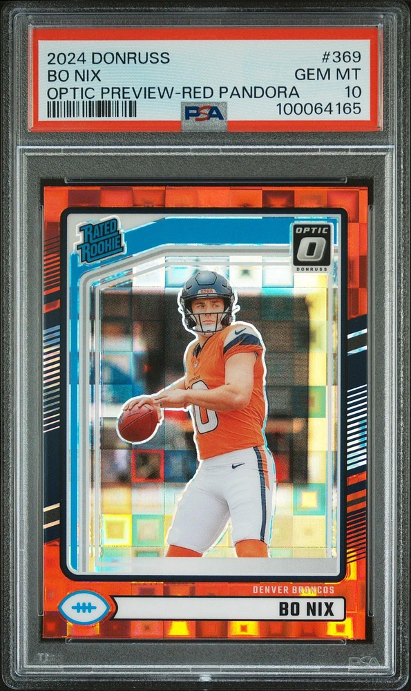 2024 Panini Donruss 369 Bo Nix Optic Preview-red Pandora PSA